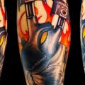 Arm Heart Piston Flame tattoo by Tattoo Rascal