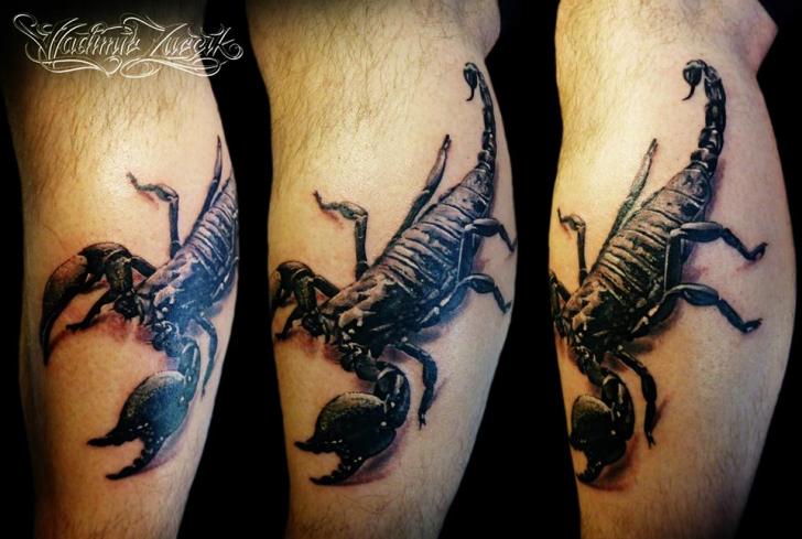 Realistic Calf Scorpion 3d Tattoo by Tattoo Rascal