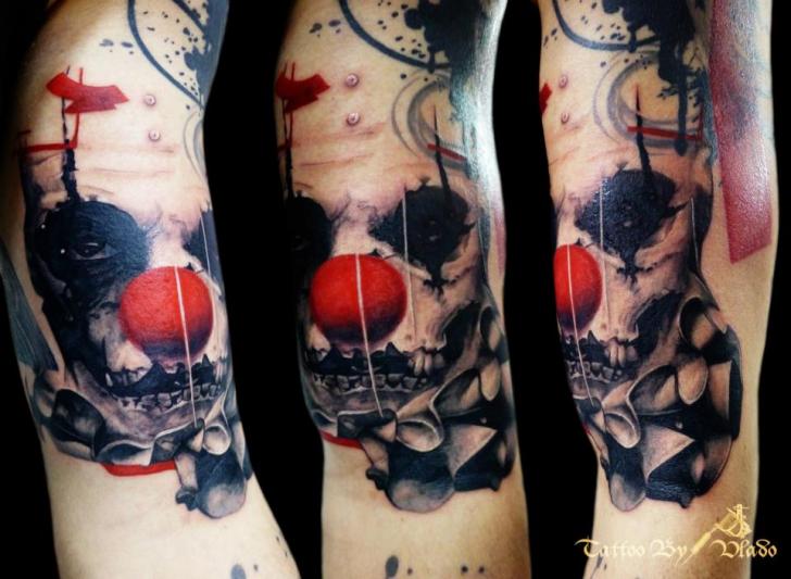 Clown Trash Polka Tattoo by Tattoo Rascal