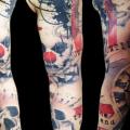 Trash Polka Sleeve tattoo by Tattoo Rascal