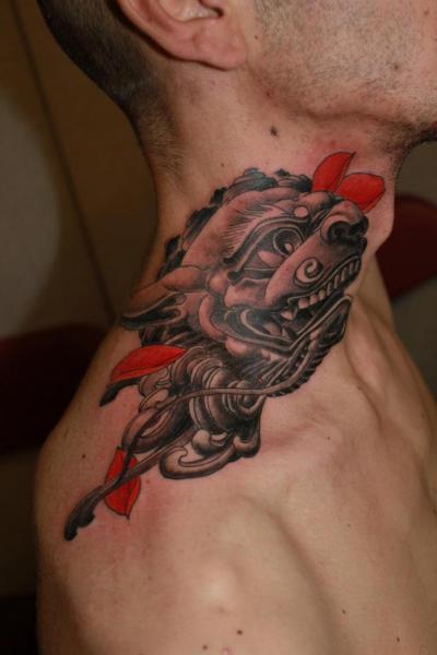 Yanjingdiaotattoo has created a Japanese Thunder God tattoo, which is showcased on tattoogridnet.