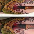 Arm New School Dolch Krokodil tattoo von Mitch Allenden