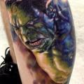 Fantasy Calf Hulk tattoo by Ron Russo