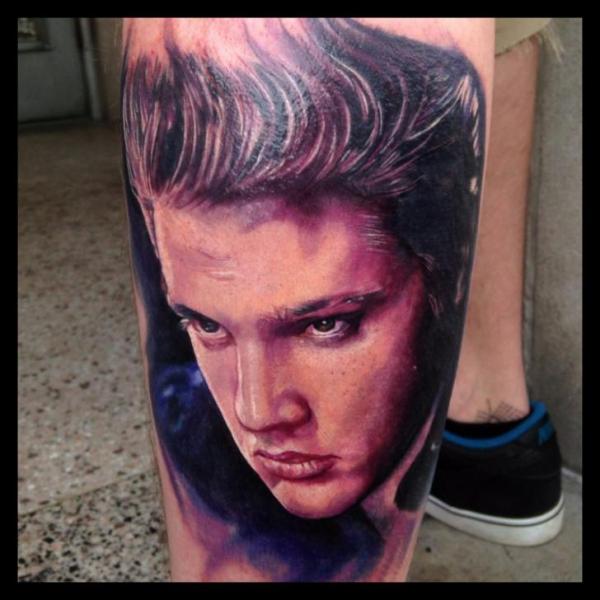 Portrait Realistic Calf Tattoo by Ron Russo