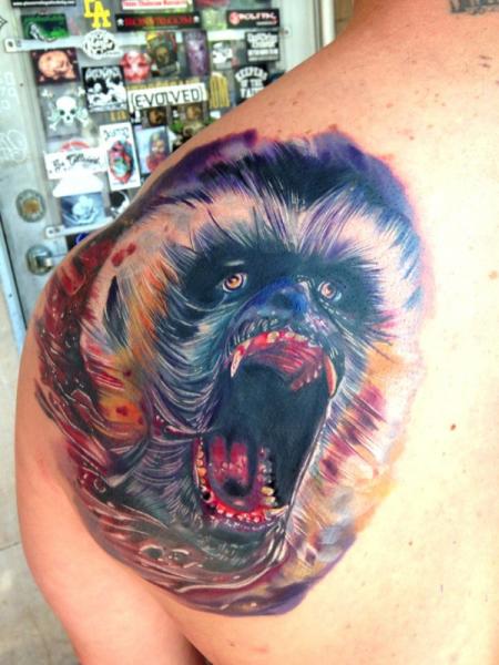 Shoulder Monkey Tattoo by Ron Russo