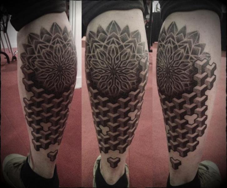 Tatuaż Łydka Dotwork przez Ivan Hack