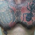 Chest Scrabble Dotwork Ant tattoo by Ivan Hack