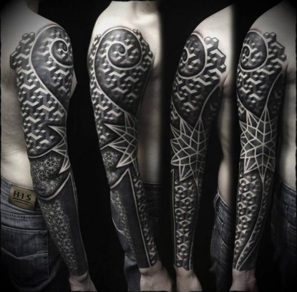 Dotwork Sleeve Tattoo by Ivan Hack