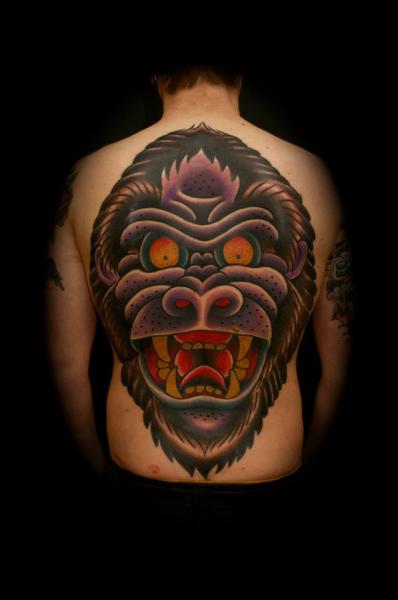 Old School Back Gorilla Tattoo by The Sailors Grave