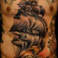 Old School Belly Galleon Ship tattoo by The Sailors Grave