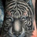 Realistic Foot Tiger tattoo by Benjamin Laukis