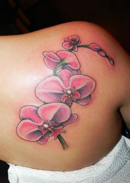 Schulter Realistische Blumen Tattoo von Dingo Tattoo