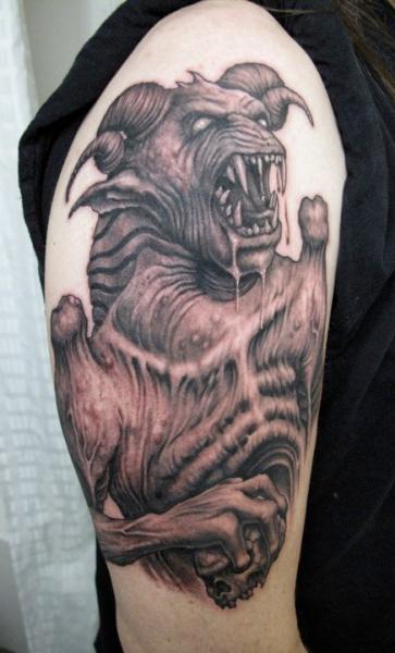 Arm Fantasy Monster Tattoo by Bob Tyrrel