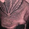 Arm Skull Leaf tattoo by Bob Tyrrel