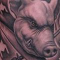 Side Pig Knife tattoo by Bob Tyrrel
