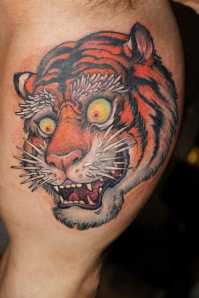Tatuaje Brazo Japoneses Tigre por Victor Chil
