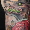 Arm New School Flower Wolf tattoo by Victor Chil