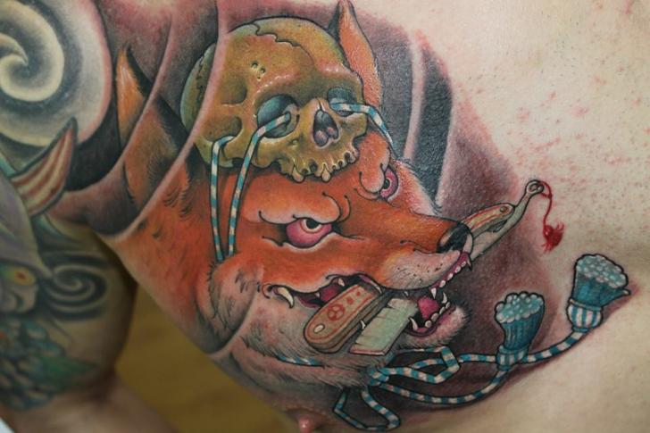 Tatuaje Pecho Japoneses Lobo por Victor Chil