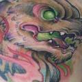 Fantasy New School Wolf Neck tattoo by Victor Chil