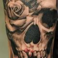Arm Flower Skull Blood tattoo by Radical Ink
