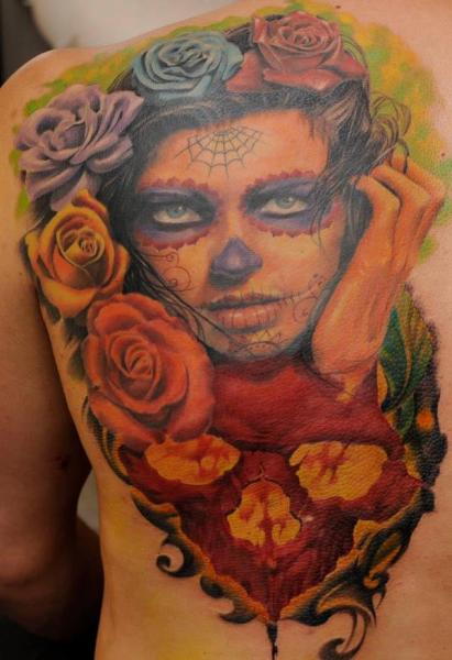 Мексеканский Череп Спина татуировка от Radical Ink