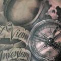 Arm Realistic Lettering Compass tattoo by Triple Six Studios