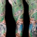 tatuaje Brazo Cráneo Hoja por Fatink Tattoo