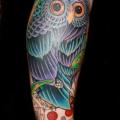 Arm New School Owl tattoo by Fatink Tattoo