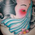 Chest Japanese Geisha tattoo by Fatink Tattoo