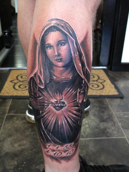 Leg Religious Tattoo by Fatink Tattoo