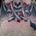 Totenkopf Nacken Fledermaus tattoo von Fatink Tattoo