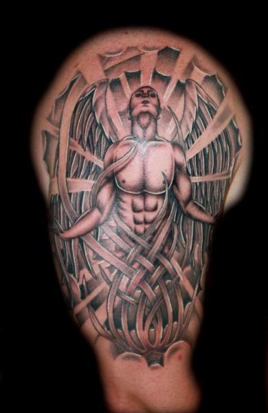 Shoulder Fantasy Angel Tattoo by Fatink Tattoo
