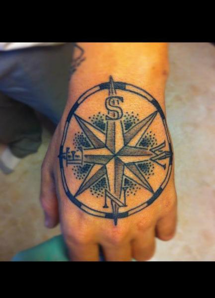 Hand Wind Rose Tattoo by Power Tattoo Company