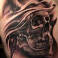 Chest Skull tattoo by Victor Portugal