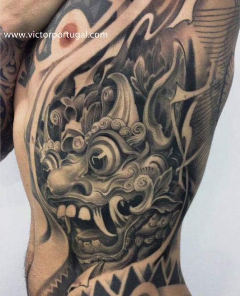 Side Japanese Demon Tattoo by Victor Portugal