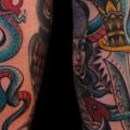 tatuaggio Braccio New School Serpente Pugnale di Salt Water Tattoo
