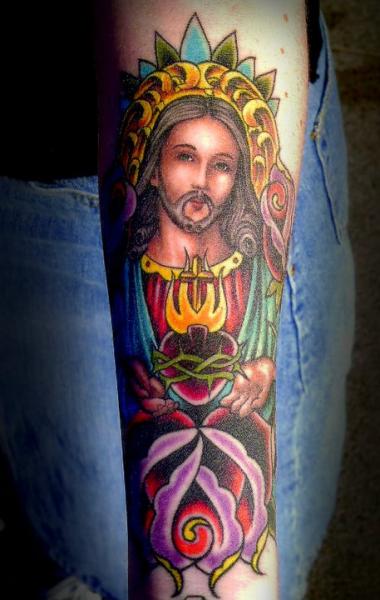 Arm Jesus Religious Tattoo by Salt Water Tattoo