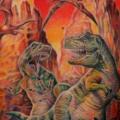 tatuaje Fantasy Espalda Dinosaurio por Steel City Tattoo