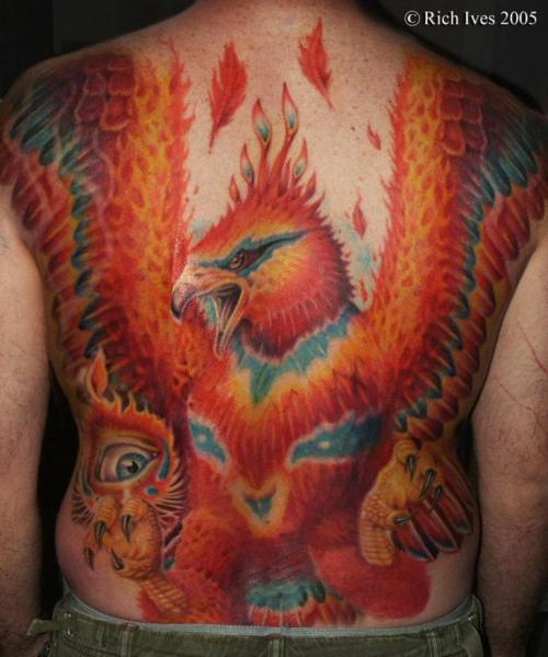 Tatuaggio Fantasy Schiena Fenice di Steel City Tattoo