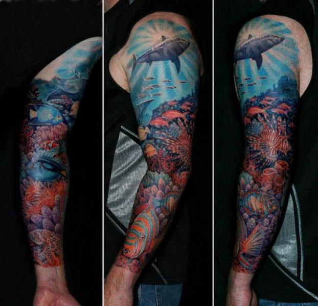 Акула Море Рыба Рукав татуировка от Steel City Tattoo