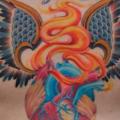 Chest Heart Wings Flame tattoo by Tim Mc Evoy