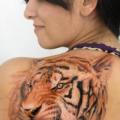 Realistic Back Tiger tattoo by Kronik Tattoo