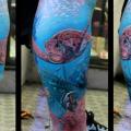 tatuaggio Realistici Polpaccio Mare Tartaruga di Kronik Tattoo