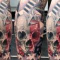 Leg Skull tattoo by Kronik Tattoo