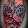 Fantasie Waden Herz Gitarre tattoo von Sketchy Lawyer