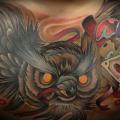Fantasy Chest Owl tattoo by Sketchy Lawyer