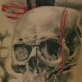 Skull Back Trash Polka tattoo by Qrucz Tattoo