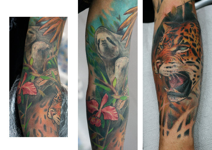 Tatuaje Brazo Realista Tigre por Darwin Enriquez
