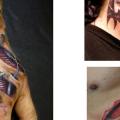 Biomechanical Side Hand Neck Scar tattoo by Darwin Enriquez