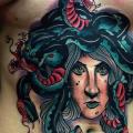tatuaje New School Serpiente Vientre Sirena por Mike Stocklings